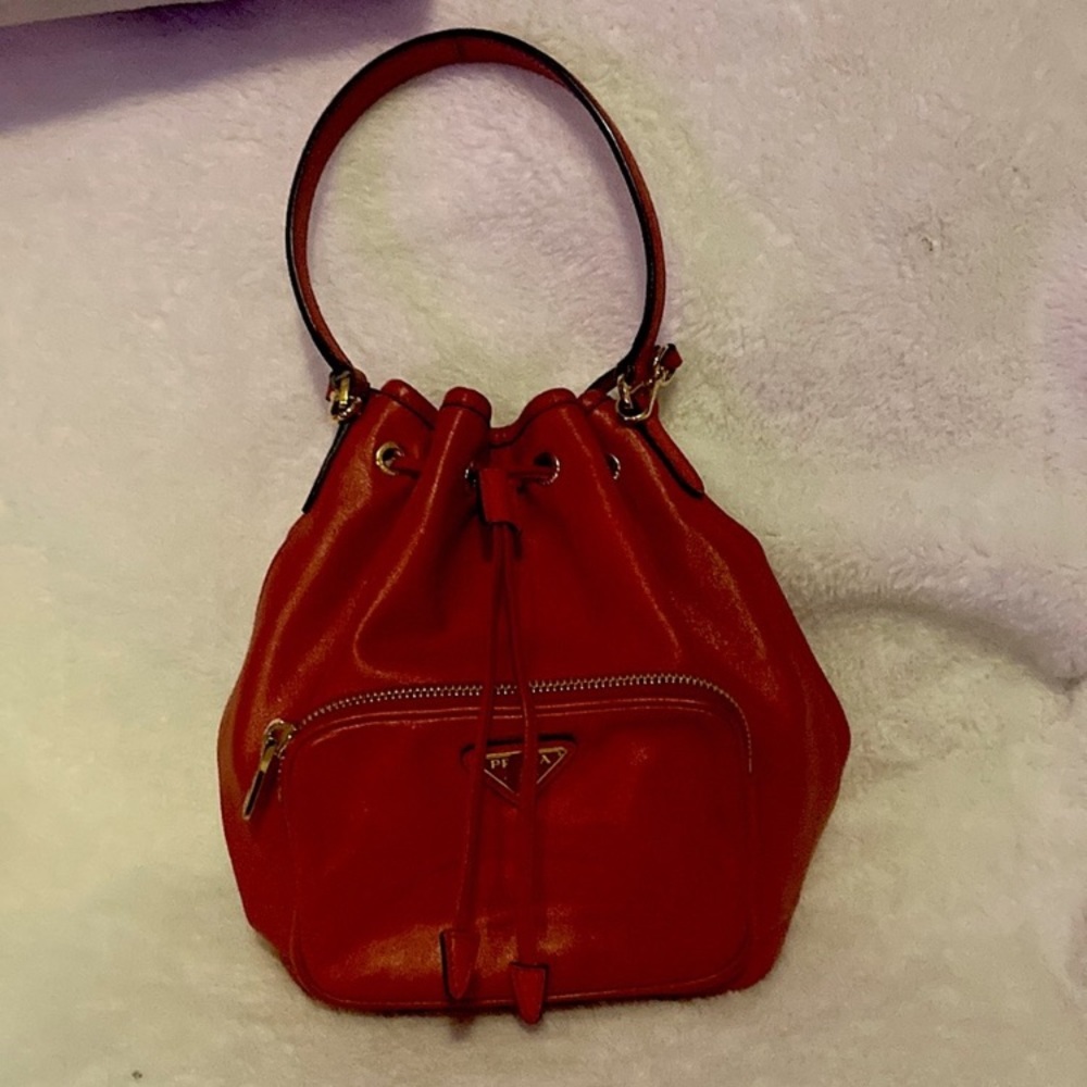 Vintage red Prada tote.